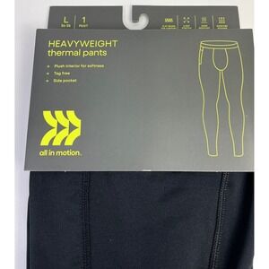 All in Motion Mens Heavyweight Thermal Pants L 36-38 Side Pocket Odor Resistant